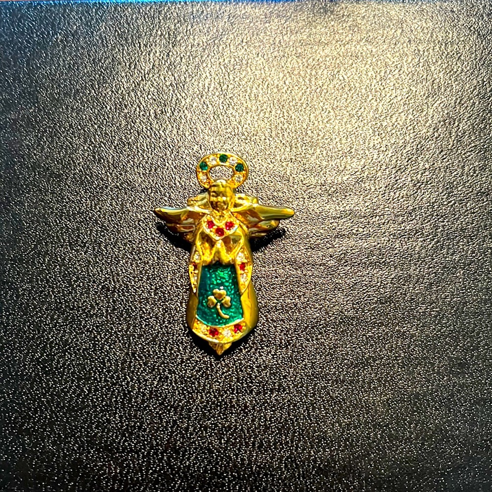 Vintage Solvar enamel Angel brooch